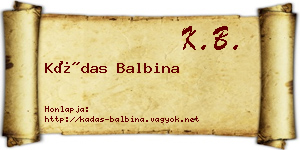 Kádas Balbina névjegykártya